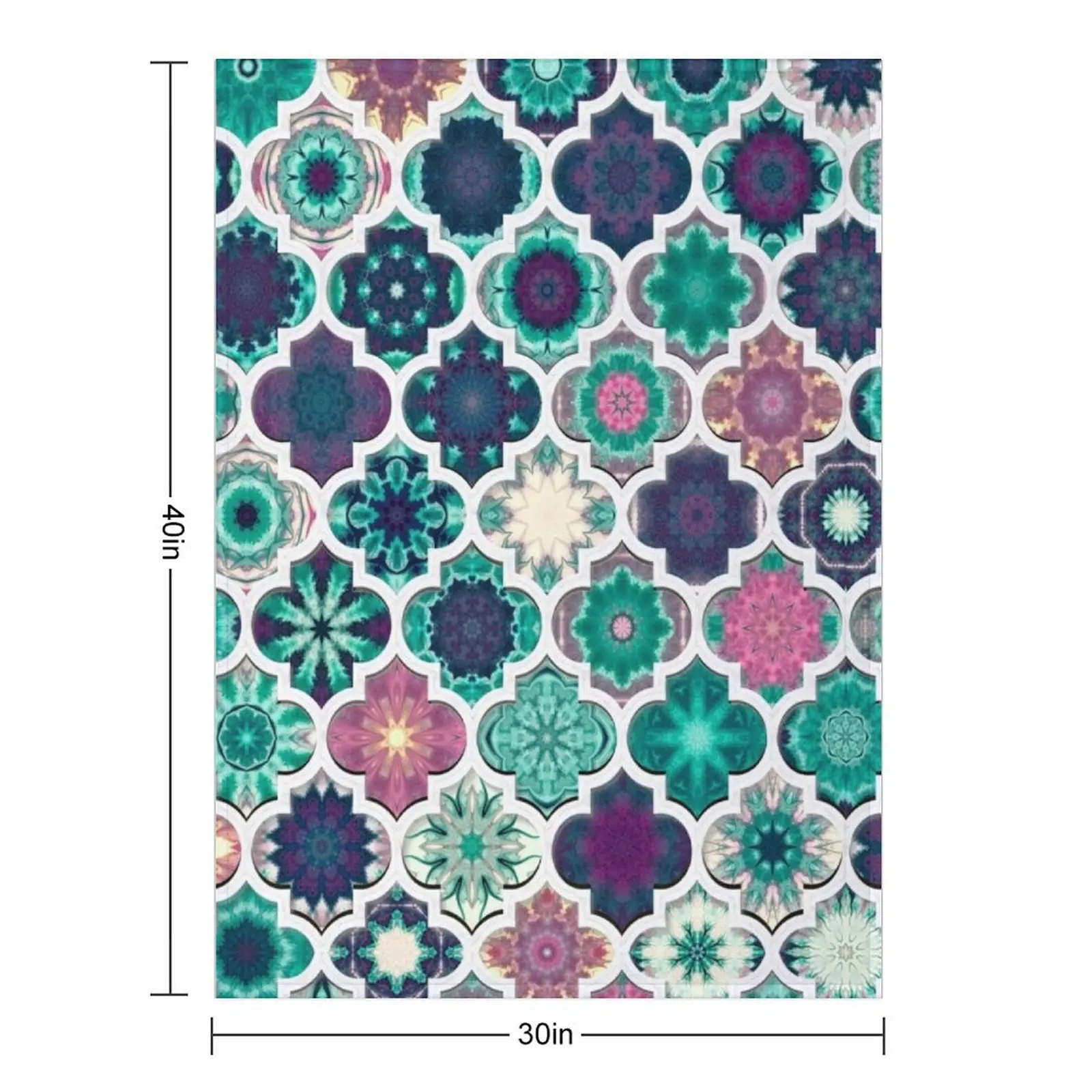 Moroccan Tile Pattern Teal Throw Blanket Decorative Throw Luxury Furrys Blankets For Bed Blankets
