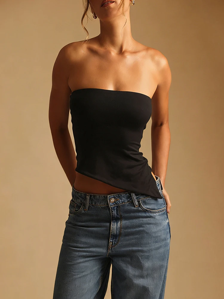 Sisterlinda Hottie Sexy Tank Top Women Classic Fashion Irregular Hem Sleeveless Stretch Skinny Midnight Streetwear Simple Vest