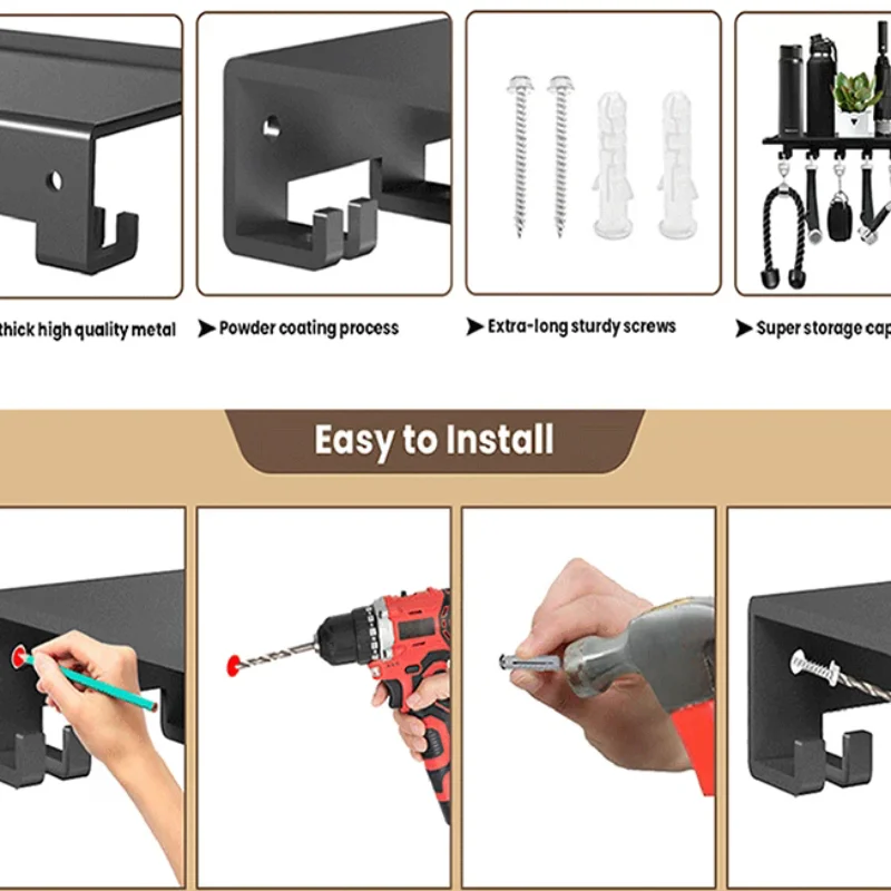 Metal Shelf Compatible Floating Shelf Organizer For Home Gym Storage T-Lock Adapters Bracket Hanger Gym Rack Wall Mounted