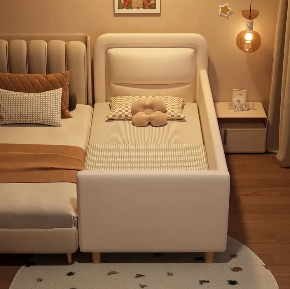 

Solid Wood Children's Spliced Bed with Widened Bed Edge and Small Bed with Guardrail for Boys and Girls