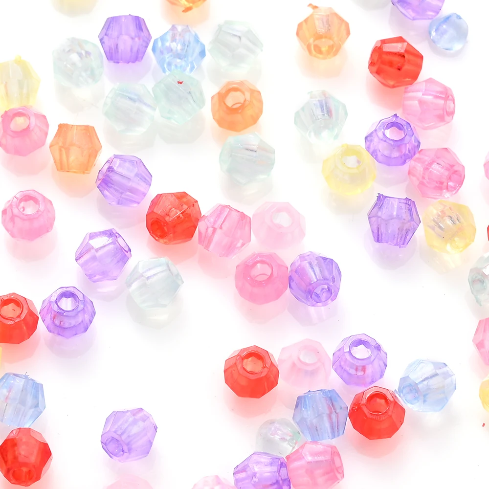 200-1000 Stück gemischte Farben 4mm facettierte transparente leuchtende Acrylperlen, Abstandsperlen für die Schmuckherstellung, DIY Armbänder, Halsketten – Detail 4