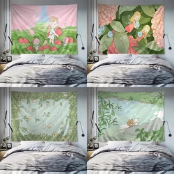 Green plant pattern hanging cloth cute kawaii print large tapestry art sci-fi room home decoration tapestry
