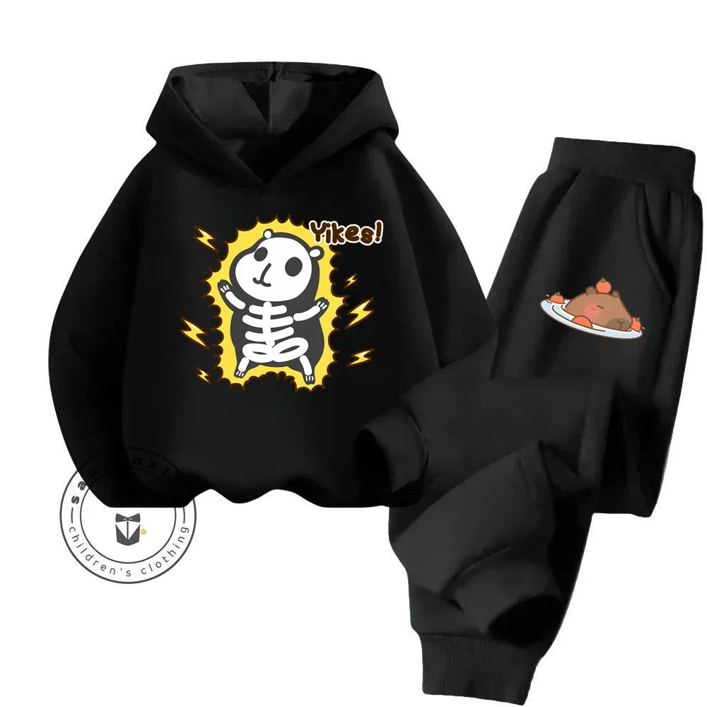 

Capybara Capibara Cartoon Loose Hot Selling Hoodie Set Boys Girls Children Youthful Outdoor Wear High Quality Kawaii Hoodie