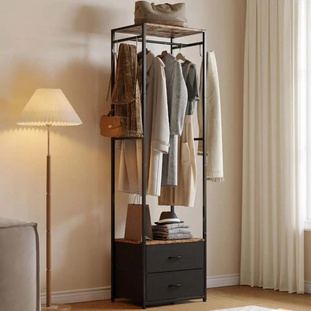 

Closet Organizer with Ders, Narrow Wardrobe Storage Rack, Small Clothes Rack with Shel or Wardrobe and Bedroom, Closet Storage