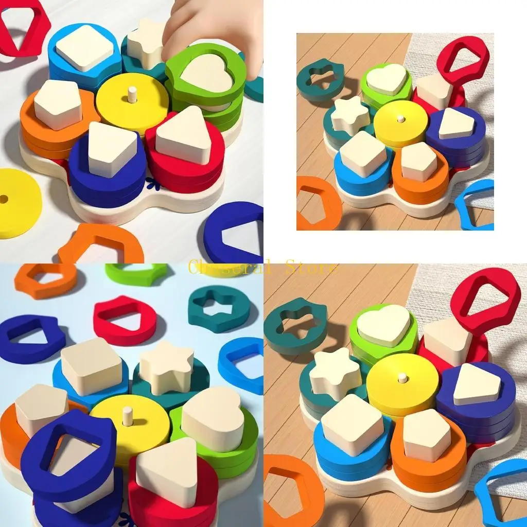 

E7CE Children Sorting Toy Interactive Kids Colorful Geometry Color Sorting Game Best Gift Color Learning Color
