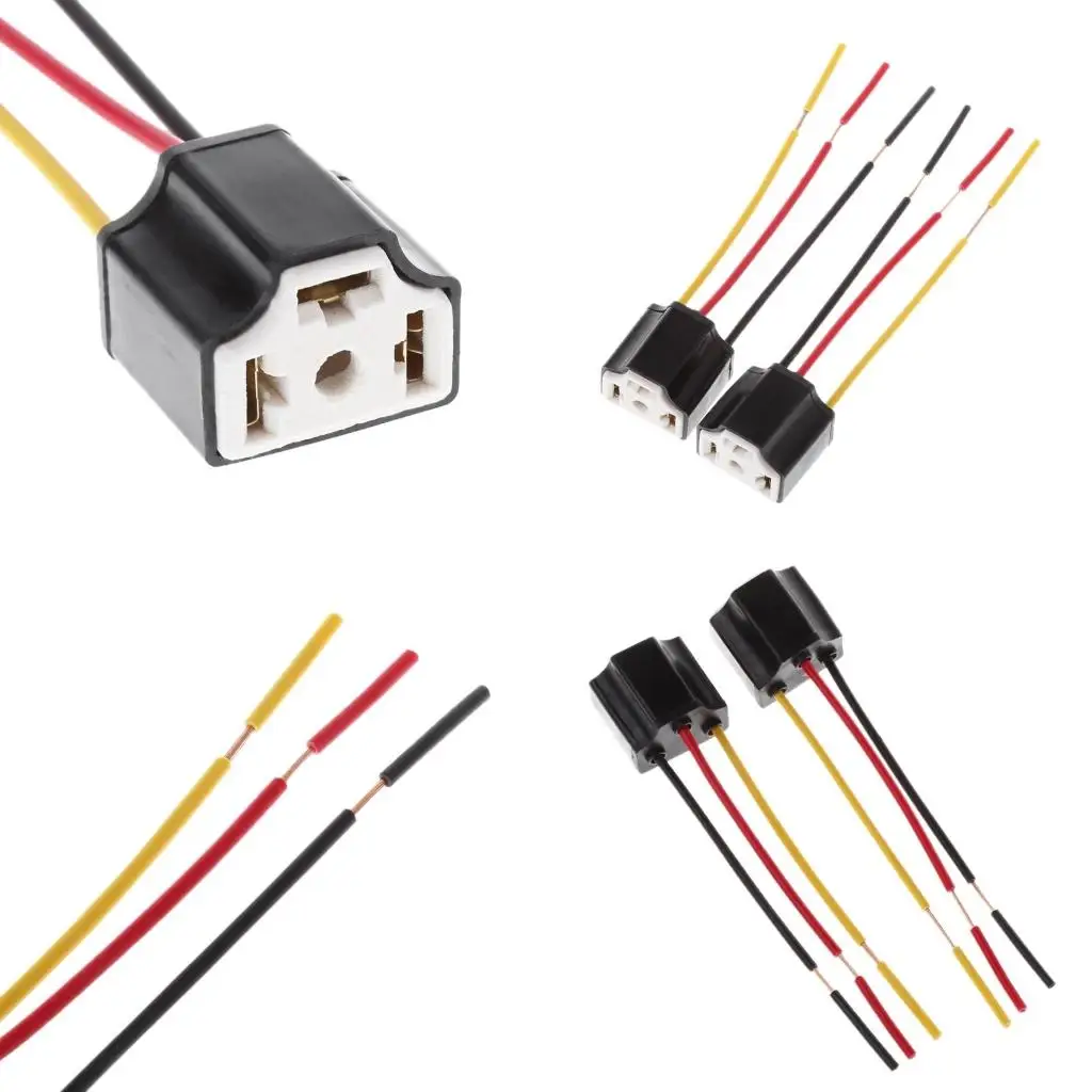  Socket Adapter 12V 9003 Car Truck Female Ceramic Headlight Extension Connector Wiring Harness Plug Light Lamp Bulb Wire