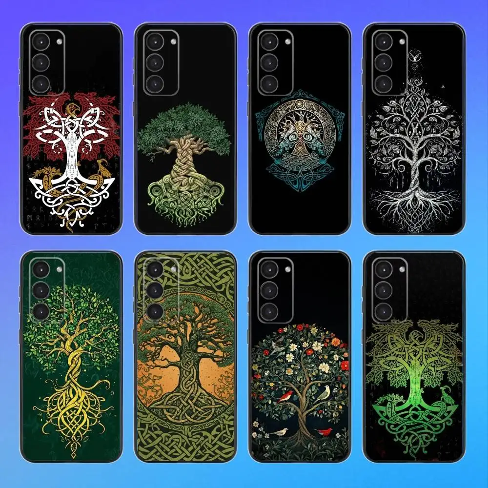 Tree of life Y-Yggdrasil Phone Case For Samsung A73,A72,A71,A70,A53,A52,A51 Black Soft Case