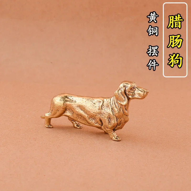 Brass dachshund dog trinket home office desk fun trinket tea pet Zodiac dog brass craft small gift