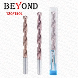 BEYOND Long 120 150 mm Carbide Bit Lengthened Coated Twist Drill HRC55 Tungsten Steel Straight Shank CNC Drilling Milling 1-20mm