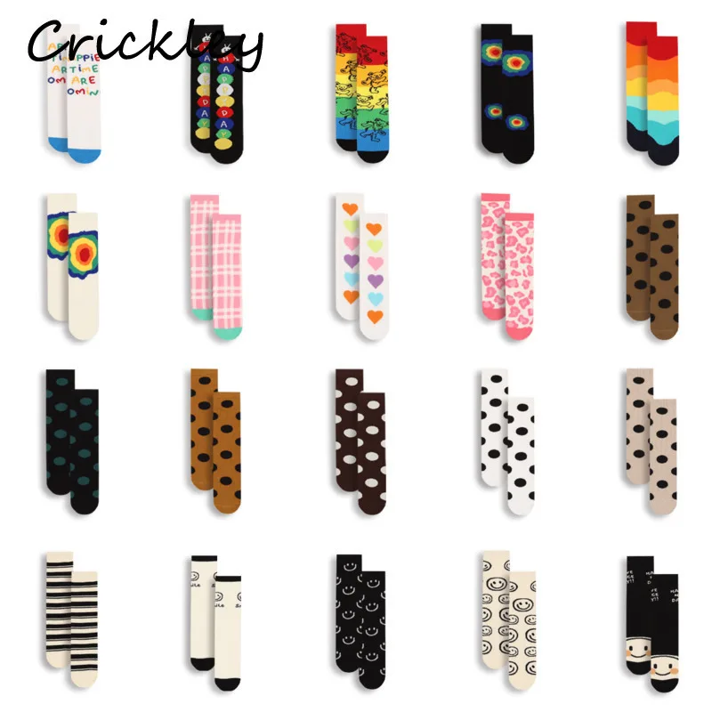 

Spring Autumn Cartoon Boys Girls Socks Leopard Rainbow Cotton Knitted Children Socks Fashion Soft Breathable Kids Socks