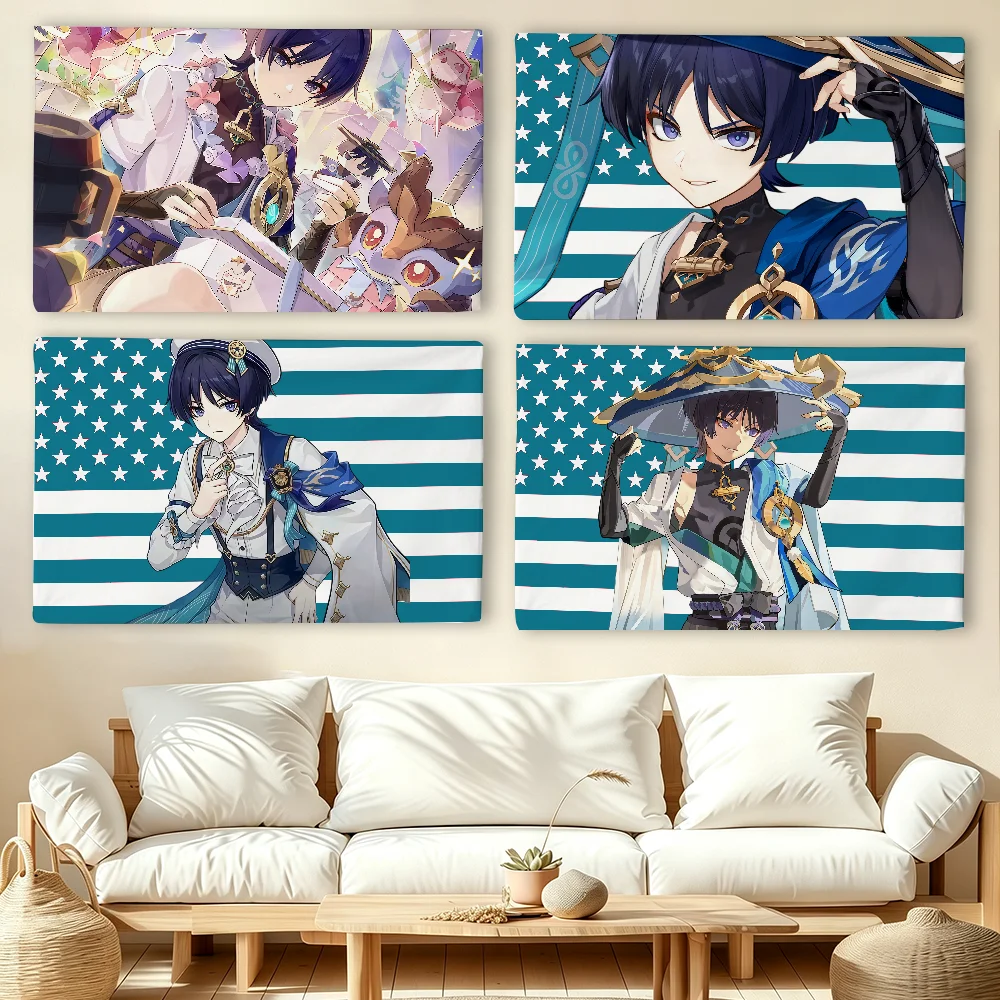 Game Genshin Impact Wanderer flag For Living Room Home Dorm Decor Wall Outdoor Camping Party Banner Gifts