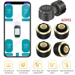 Bluetooth Car TPMS Tire Pressure Monitoring System 2/4 External Tire Pressure Sensors for IOS Android Mobile Phone APP Remote