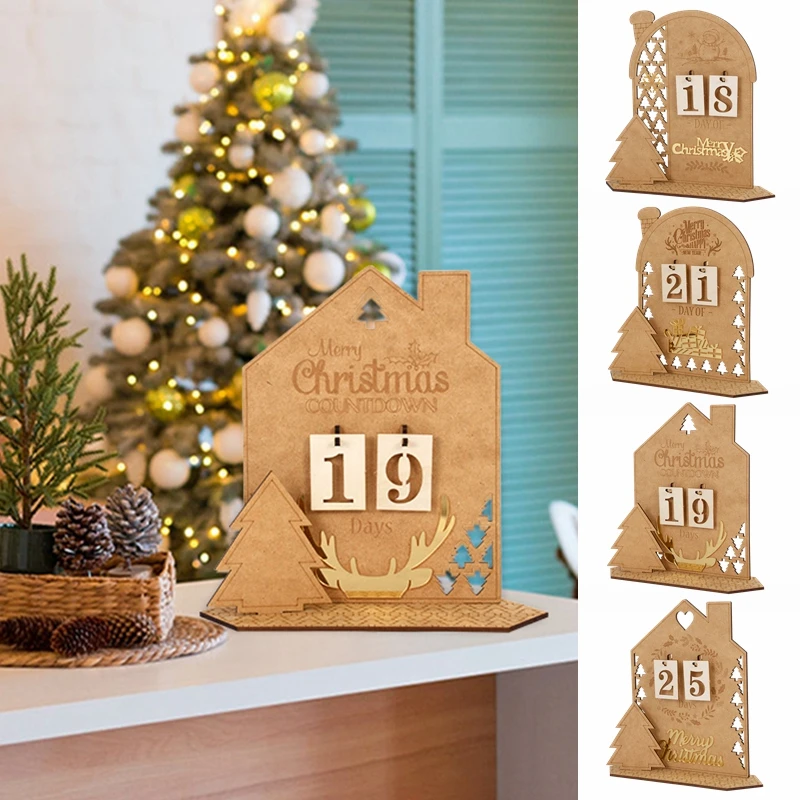 

Merry Christmas Wooden Advent Countdown Calendar Creative Calendar Home Tabletop Ornaments Christmas New Year Party Decorations