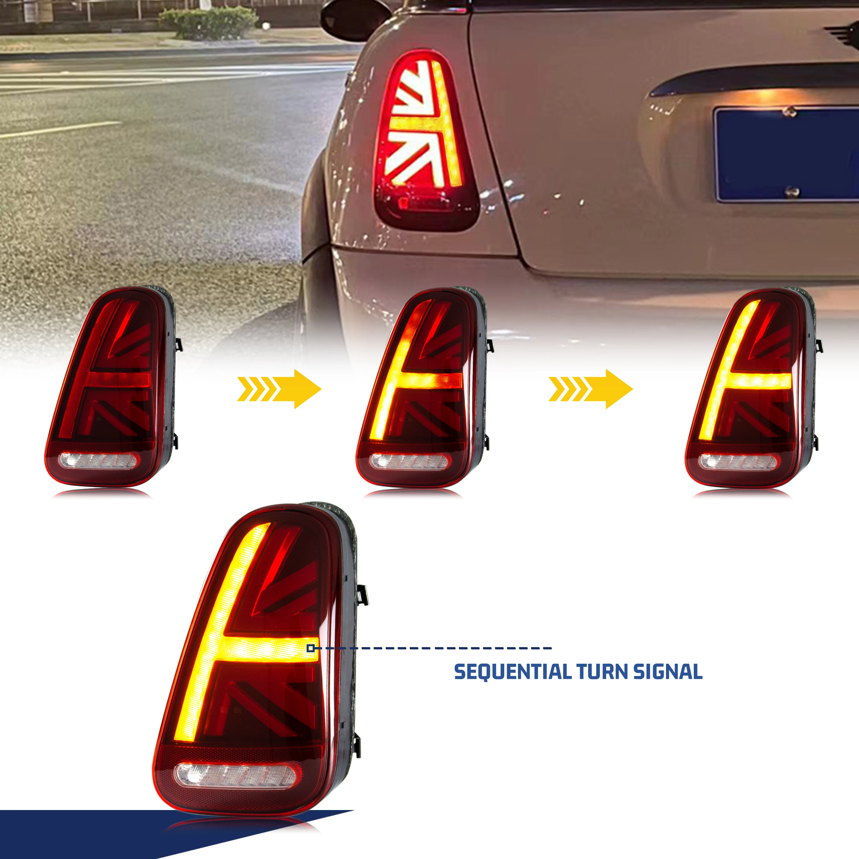 LED Tail Lights for BWM Mini Cooper R50 R52 R53 2001-2006 Sequential Rear Lamps