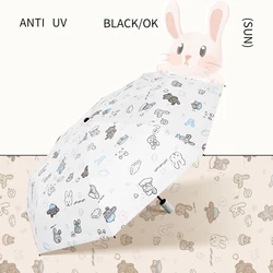 Rabbit Rabbit Umbrella Cartoon Rain and Rain Dual use Sweet, Fresh and Cute Wind Folding Sunscreen Umbrella