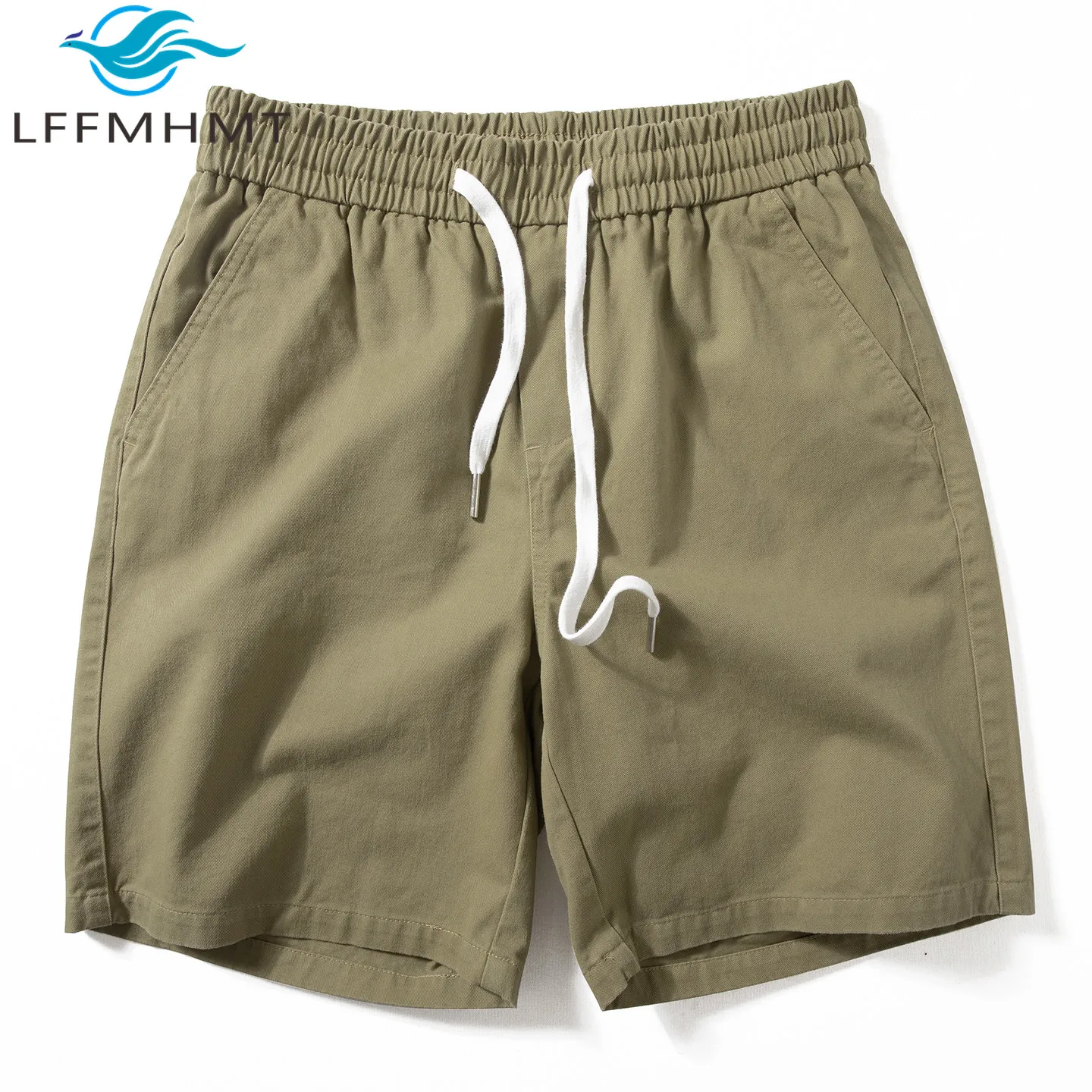 Summer Fashion Mens Versatile Cotton Casual Shorts American Style Retro Loose Straight Drawstring Knee Length Half Pants Male