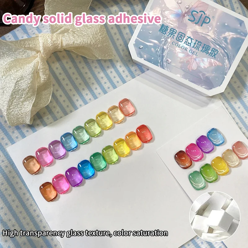 

9Colors Ice Transparent Jelly Gel Nail Polish - Dopamine Candy Rainbow Macaron Series For DIY Nail Art
