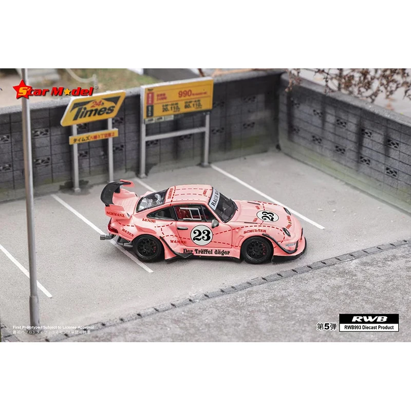 PreSale Star 1:64 RWB 930 GT Wing Pink Pig Diecast Diorama Car Model Collection Miniature Toys