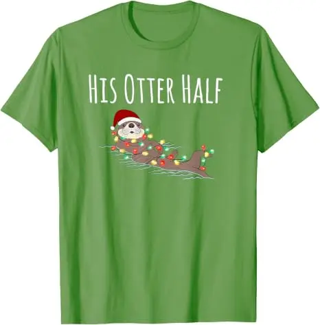 Lustiges Partnerlook-T-Shirt „His and Her Otter Half“ – Hässliches Weihnachts-T-Shirt im Y2K-Stil für die Familie, passende Weihnachtspyjamas mit Grafik und Spruch, Neuheit – Detail 12