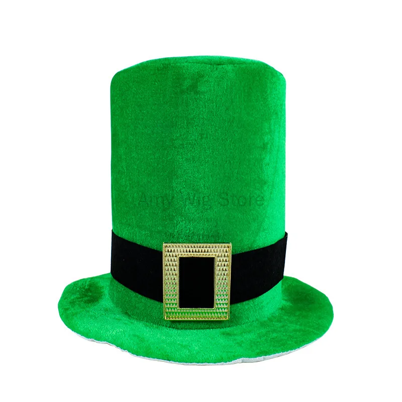 Chapeau en velours Shamrock avec moustache verte pour adultes, accessoires de fête, Leprechaun, barbe