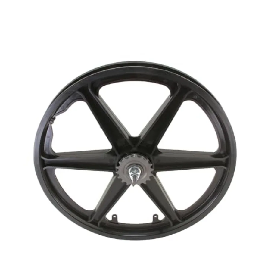 

20 Black BMX Style Bicycle Wheel with 6 Spoke Plastic Design and Coaster Brake for Urban Commuting OffRoad Riding and Street Tr