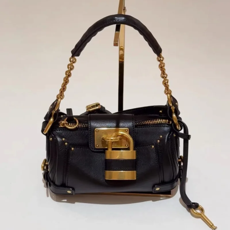 

Женская сумка через плечо в стиле ретро, роскошная дизайнерская сумка через плечо с пряжкой, качественная кожаная сумка-тоут с цепочкой и золотым замком, женская сумка