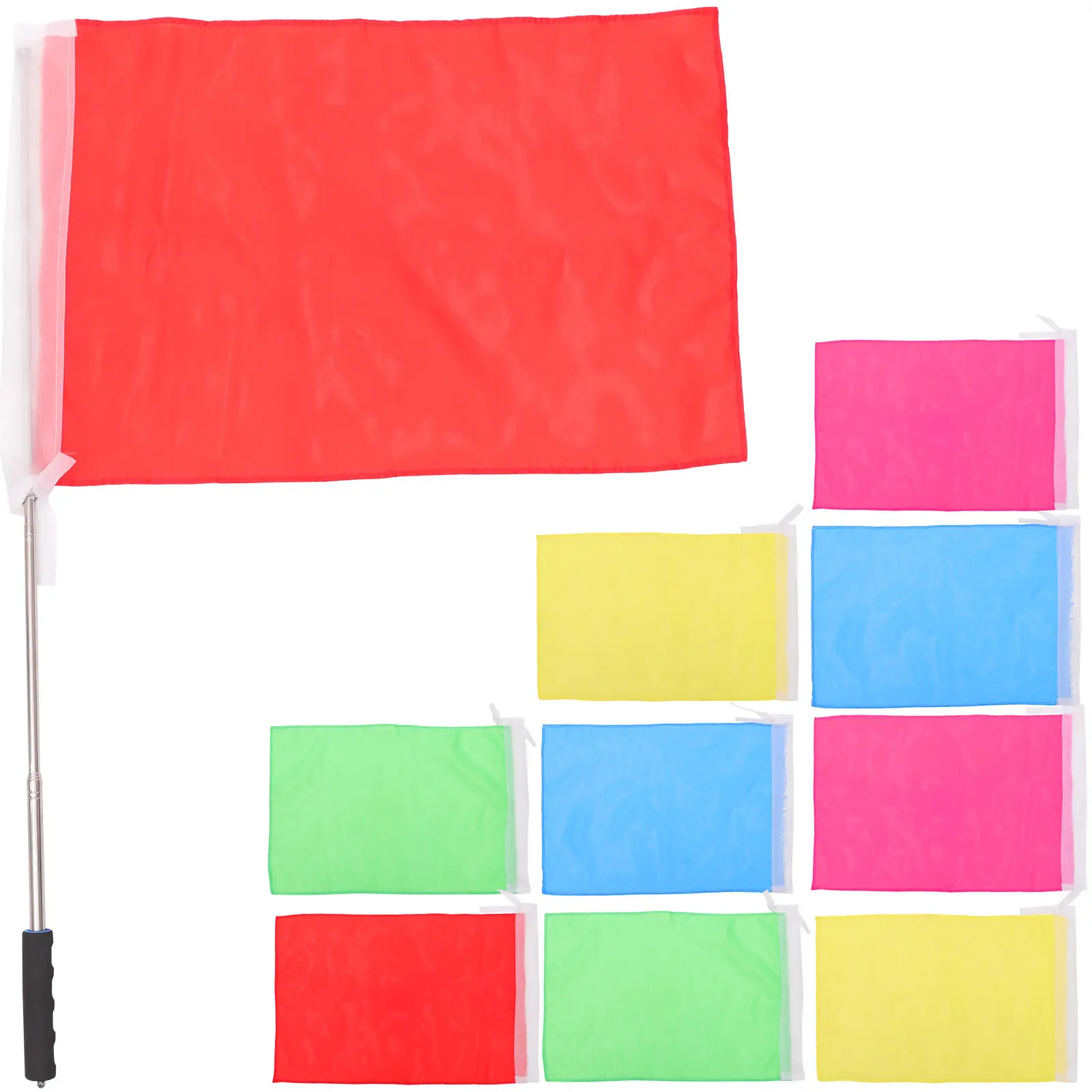 1Set Outdoor Retractable Stainless Steel Guide Flagpole Wear-Resistant Portable Flag Stick for Tour Guide Activities