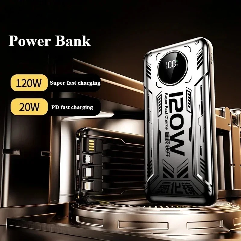 20000MAh Nuovo stile punk Banca di potere mobile di grande capacità 120W Caricabatteria esterno a ricarica super veloce per IPhone Xiaomi