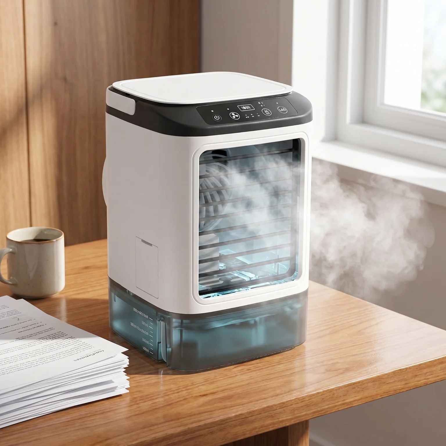 Portable Mini Air Conditioner Cooler Fan Personal Evaporative Cooling Fan with Mist Function 3 Speed Desktop Mini Fan for Home Office view 5