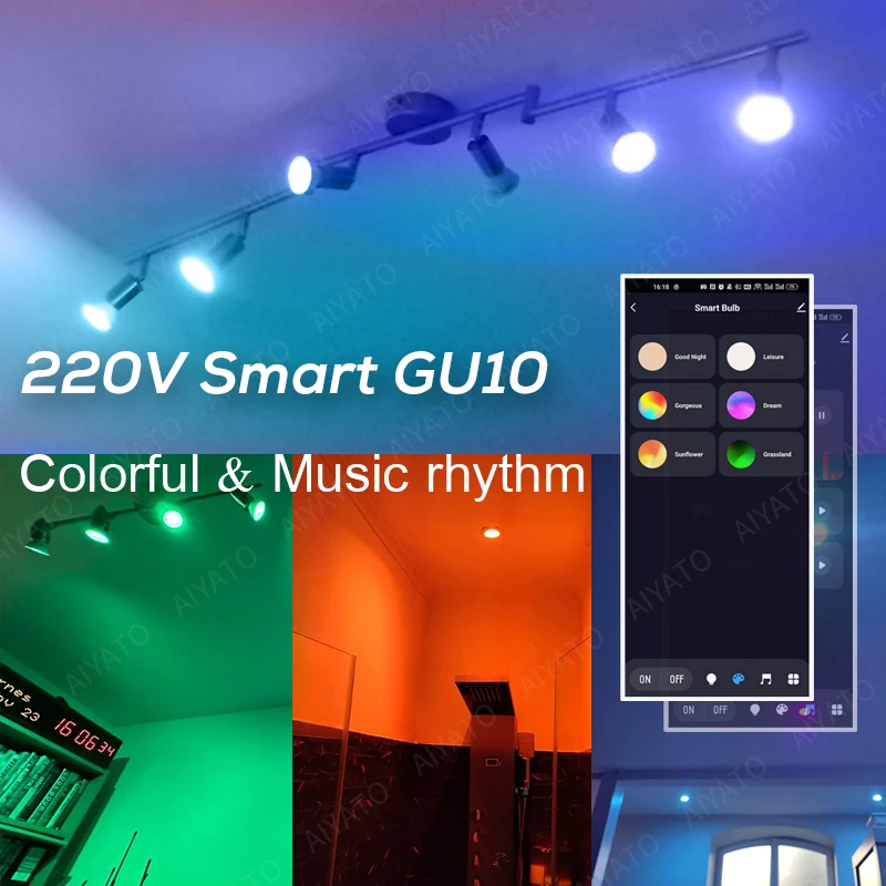 Tuya GU10 Lamp APP Control Smart Bulb WIFI Bluetooth RGB 220V LED Light Bulbs 5W Dimmable Smart Life For Room Home Group