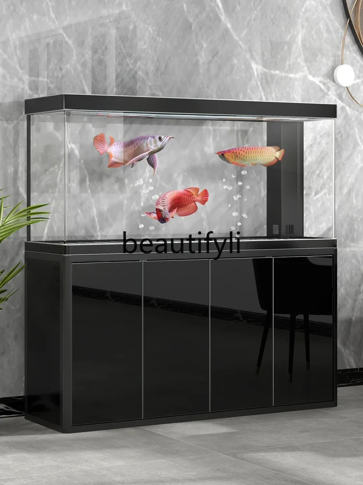 Living room household hot bending ultra-white glass large aquarium curved bottom filter arowana tank