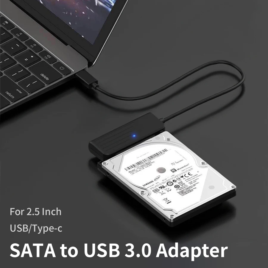 SATA to USB 3.0 어댑터 C타입 to SATA 케이블, 고속 데이터 변속기, 2.5 인치 HDD 하드 드라이브 SATA 어댑터용, 45cm, 5Gbps