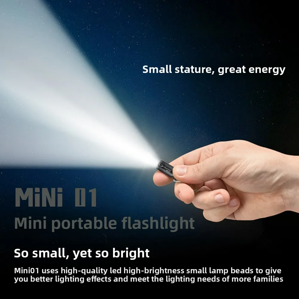 مصباح يدوي صغير LED فائق السطوع، سلسلة مفاتيح من الفولاذ المقاوم للصدأ، شعلة صغيرة محمولة مقاومة للماء بحجم الجيب #4