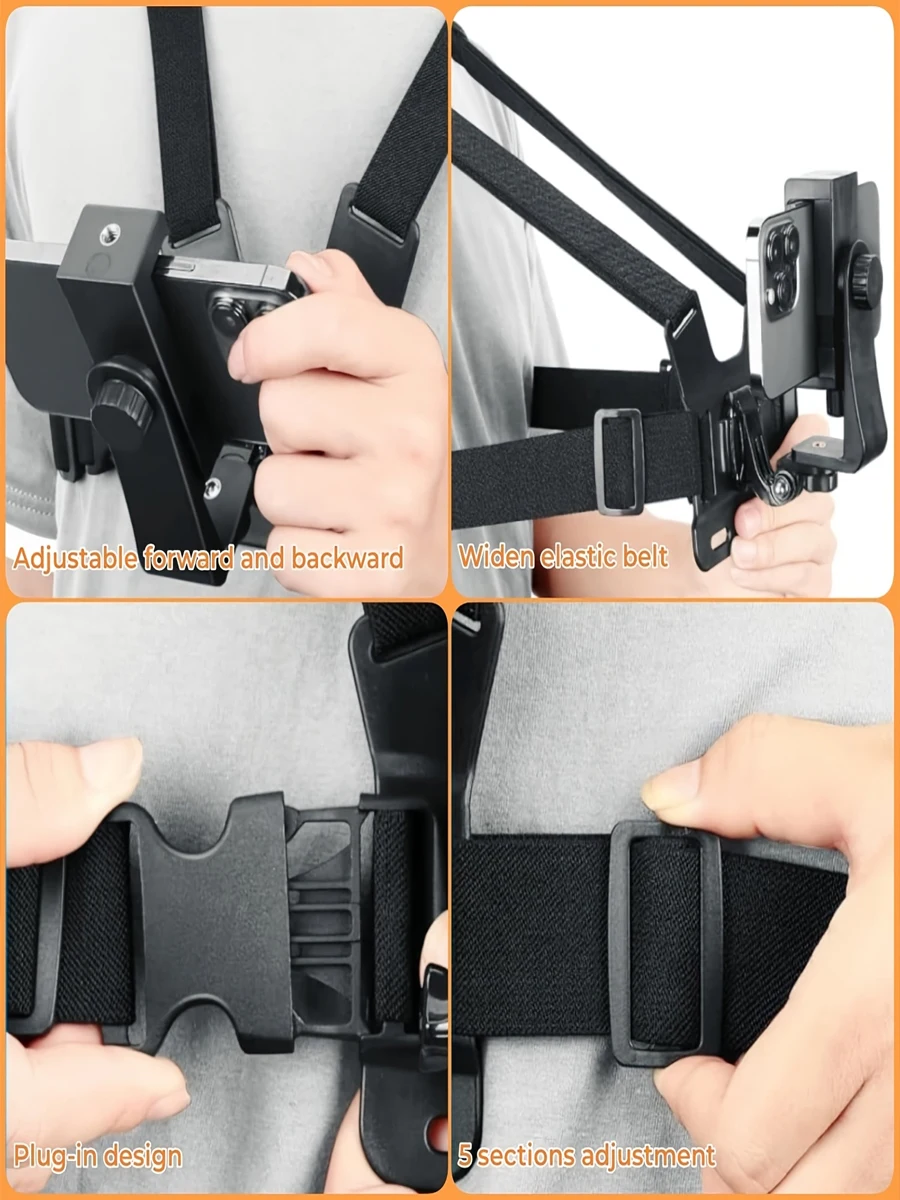 Support de prise de vue réglable pour bandeau et bande de poitrine pour téléphones mobiles et caméras d'action compatibles avec GoPro DJI et plus encore