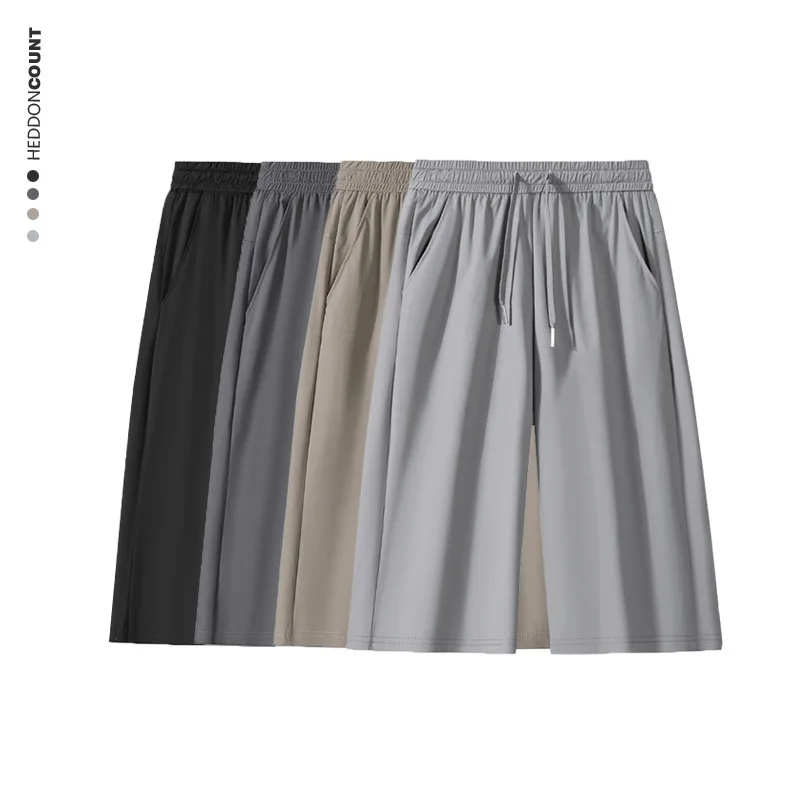 

Мужские летние тонкие брюки из ледяного шелка, укороченные (7/8), свободного кроя, из нейлоновой ткани, для активного отдыха, летний сезон