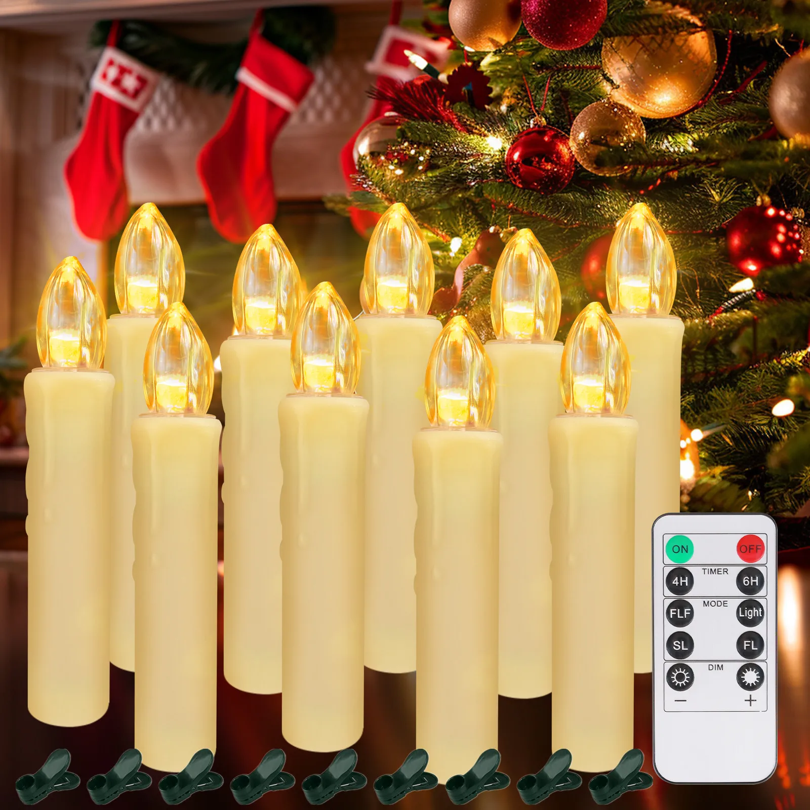 10-30 Pack LED Flameless Flickering Candle Taper Clip-On Candles Family Party Holiday Home Christmas Tree Decor Warm White Light