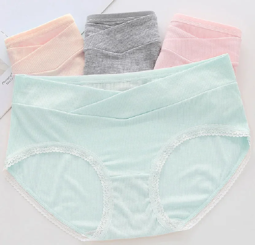 Seamless Low Waist Pregnant Panties Maternity Underwear Pregnanc Cotton Soft Breathe V-Shaped Care Belly Women Briefs Multi-Pack