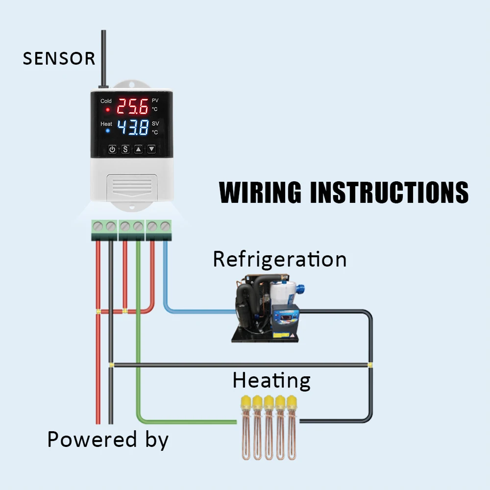 DTC2210 AC 110V 220V Digital Microcomputer Thermoregulator Thermostat Temperature Controller Cooling Heating Switch Dual Display