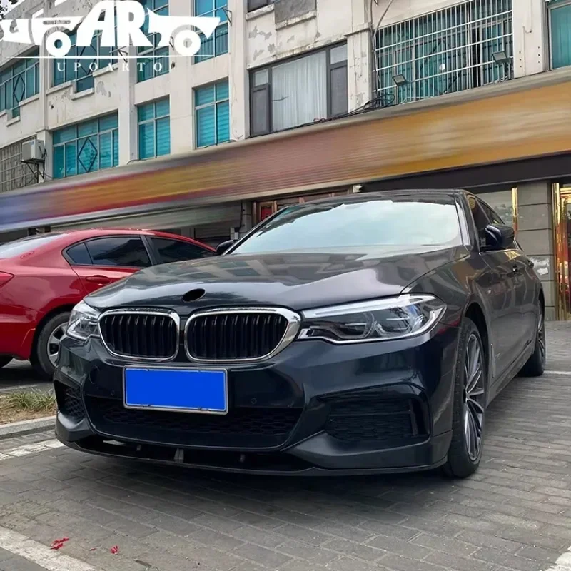 Auto Tuning Car Bumpers Carbon Fiber Gloss Black 2 Sections MP Style Front Lips Spoiler Splitter For BMW 5 Series G30 2018-2020