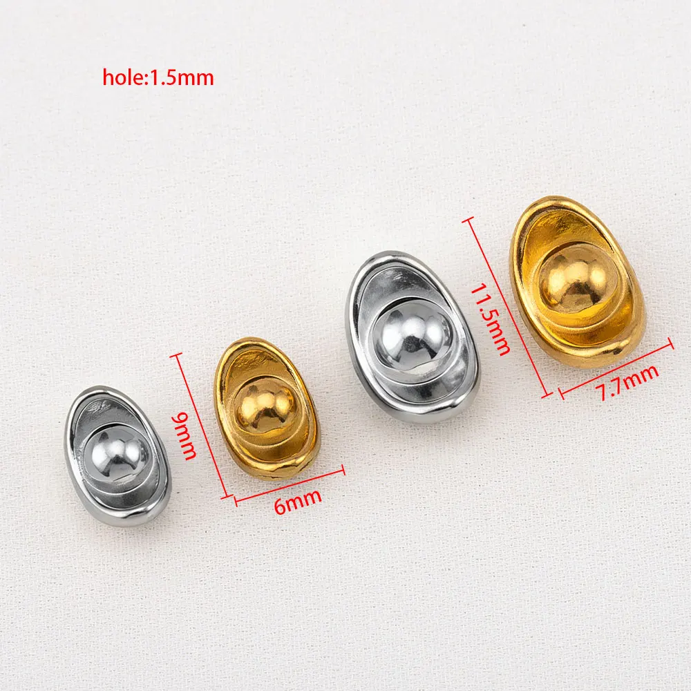 5pcs 10pcs Stainless Steel Fake Gold Ingots Small Spacer Beads Jewelry Making DIY Luck Bracelets Necklaces Component Accessories view 6