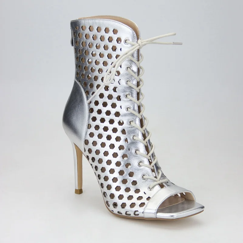 

Fashion Designer Women's High Heels Hollow Breathable Stiletto Cross Strap Sandals Boots Sexy Open toe Party Shoes Women Sandals