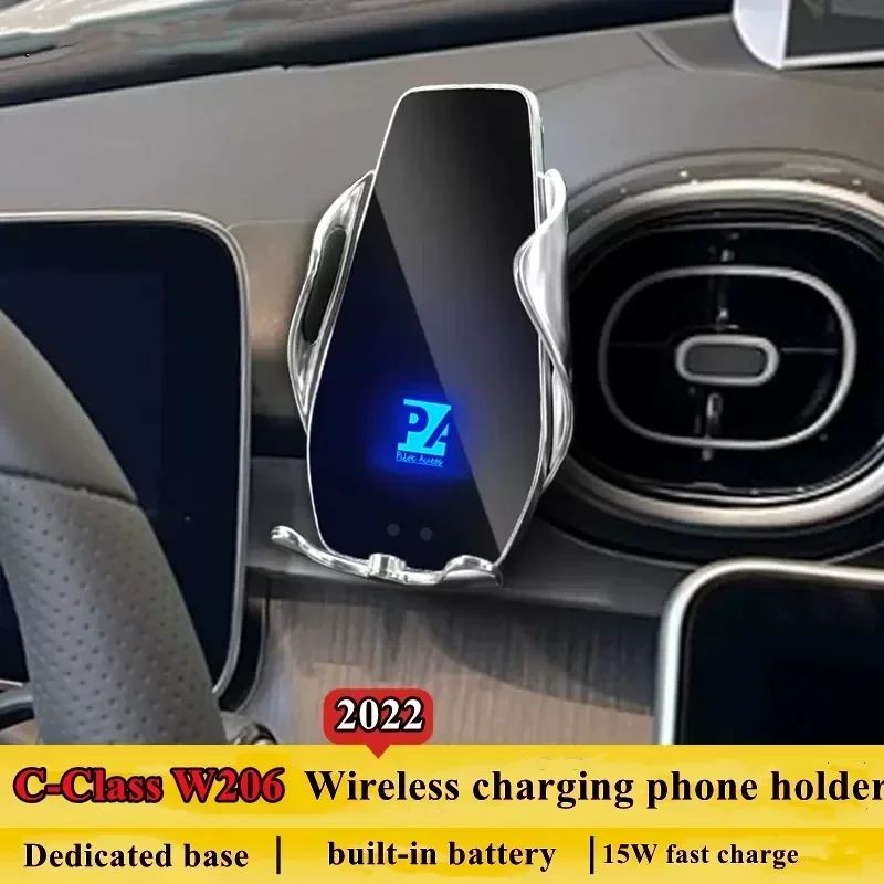 

2022 For Mercedes Benz C Class W206 Phone Holder Wireless Charger Car Phone Mount Navigation Bracket GPS Support 360 Rotating