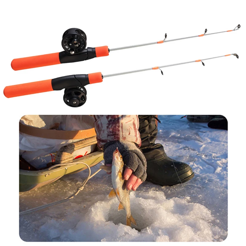 

53CM Ultralight Two Sections Ice Fishing Rod Portable Glass Fibre River Shrimp Carp Fishing Pole Winter Fishing Rod Tackle Pesca