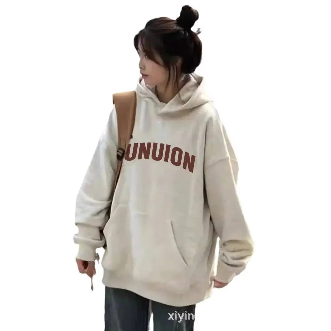 Unisexowa bluza z kapturem z polarową podszewką, wiosenna bluza z kapturem 2026, nowa damska bluza z kapturem, luźna bluza z długim rękawem, niszowa odzież wierzchnia.