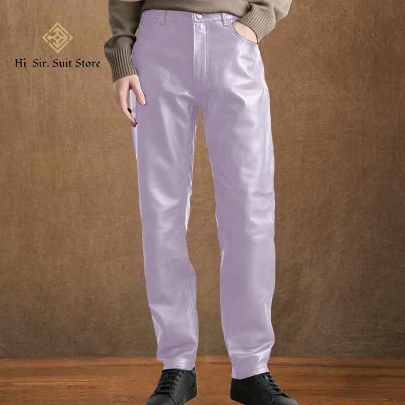 Pantalones clásicos de cuero para hombre, pantalones de discoteca ajustados para hombre, pantalones elásticos para motociclismo, trabajo, senderismo, ropa para exteriores, estilo Punk