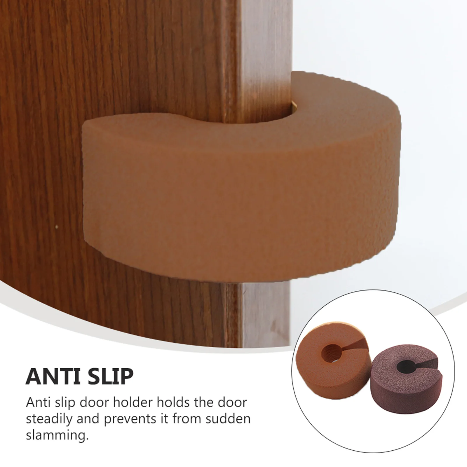 

2Pcs Door Stopper Yellow Coffee Anti-Skid Soft Material Anti-Collision Baby Finger Safety Protector Door Holder Home