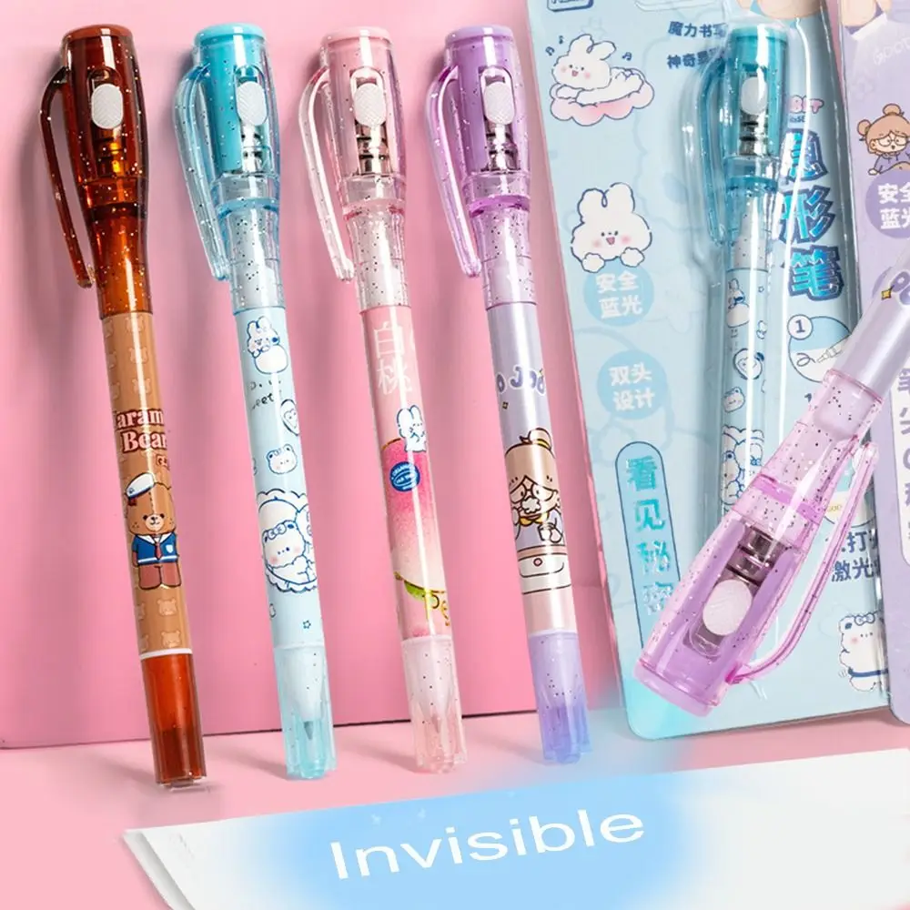 Mysteriously Disappearing Cute Invisible Marker With Small Light Led UV Lamp Invisible Ballpoint Pen Gel Pen Double Head