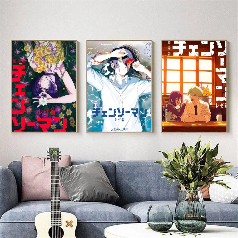 C-منشار رجل الفيلم Reze قوس اللوحة الخط المنزل غرفة نوم مقاوم للماء قماش غير المؤطرة جدار الفن طباعة الديكور جدارية #4