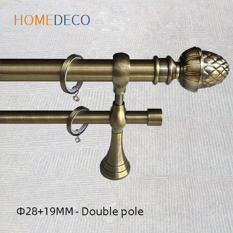 سبائك الألومنيوم قضيب الستارة القطب الذهب الأسود واحد مزدوج القطب نحت قضبان الستائر الرومانية حامل المسار الملحقات حسب الطلب #3