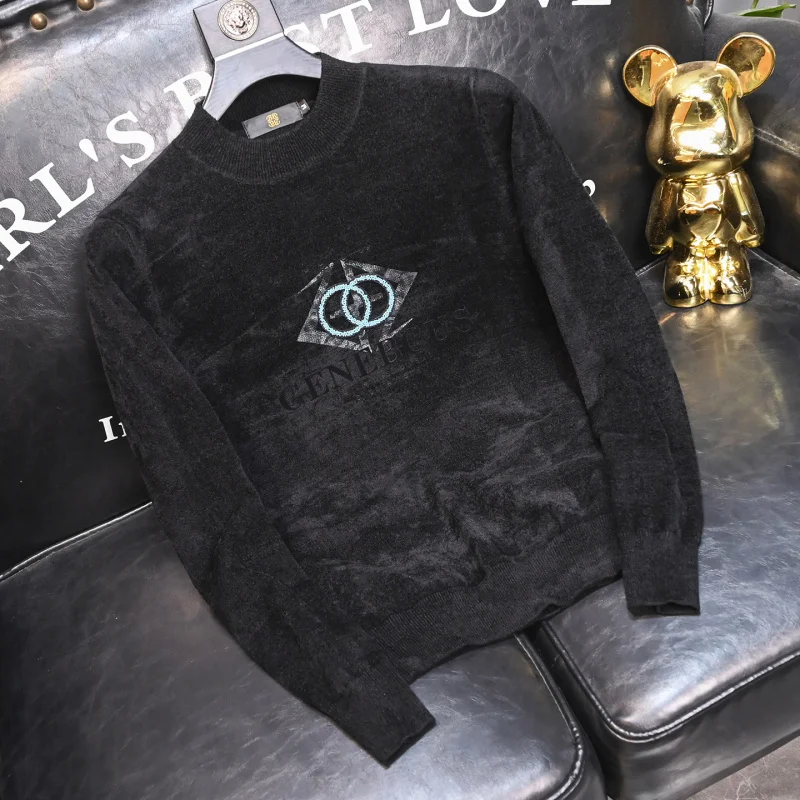 

Модный облегающий вельветовый свитер с круглым вырезом для мужчин, зимний, трендовый, в европейском стиле, повседневная одежда, комфортный...